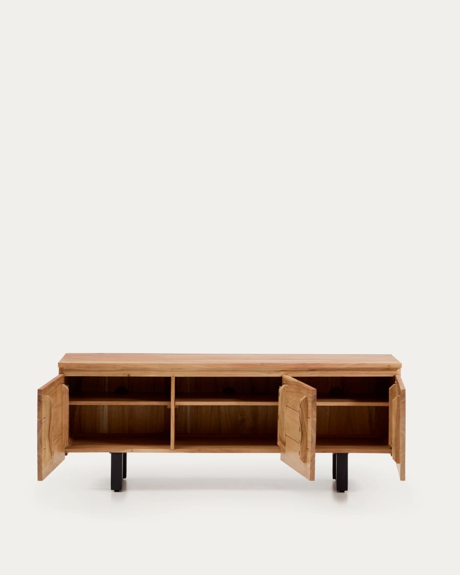 Uxue 3-door TV stand in solid acacia wood with bleached finish 150 x 58cm