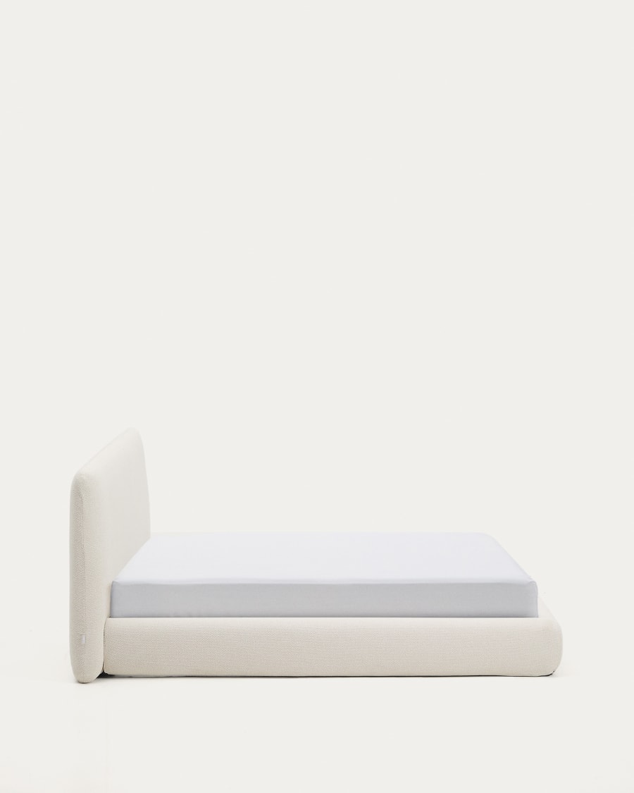 Martina bed with removable cover in ecru chenille for mattress 180 x 200cm