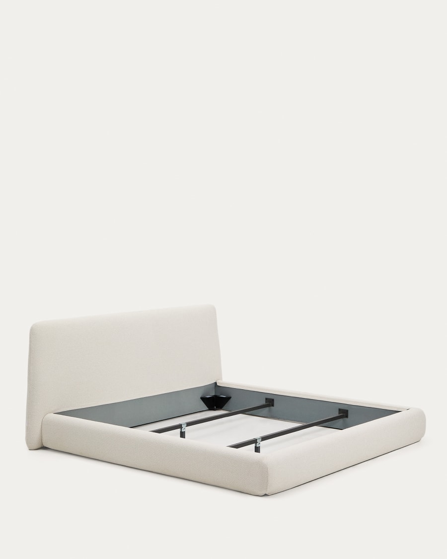 Martina bed with removable cover in ecru chenille for mattress 180 x 200cm