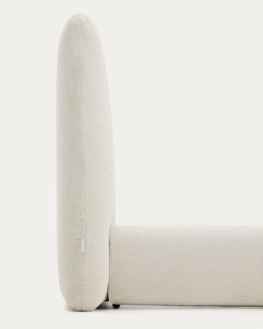 Martina bed with removable cover in ecru chenille for mattress 180 x 200cm