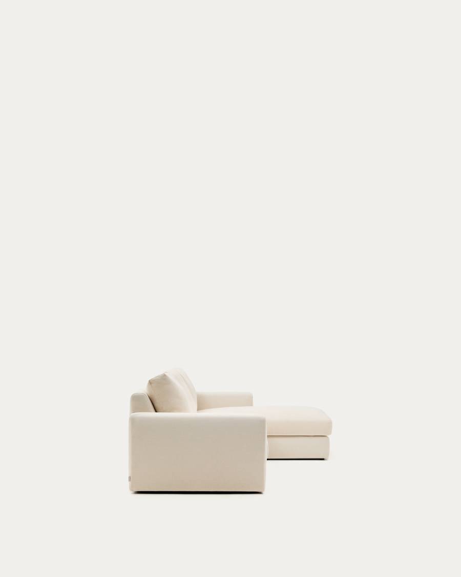 Alea removable cover modular sofa 4-seater in natural chenille right chaise longue 310 cm