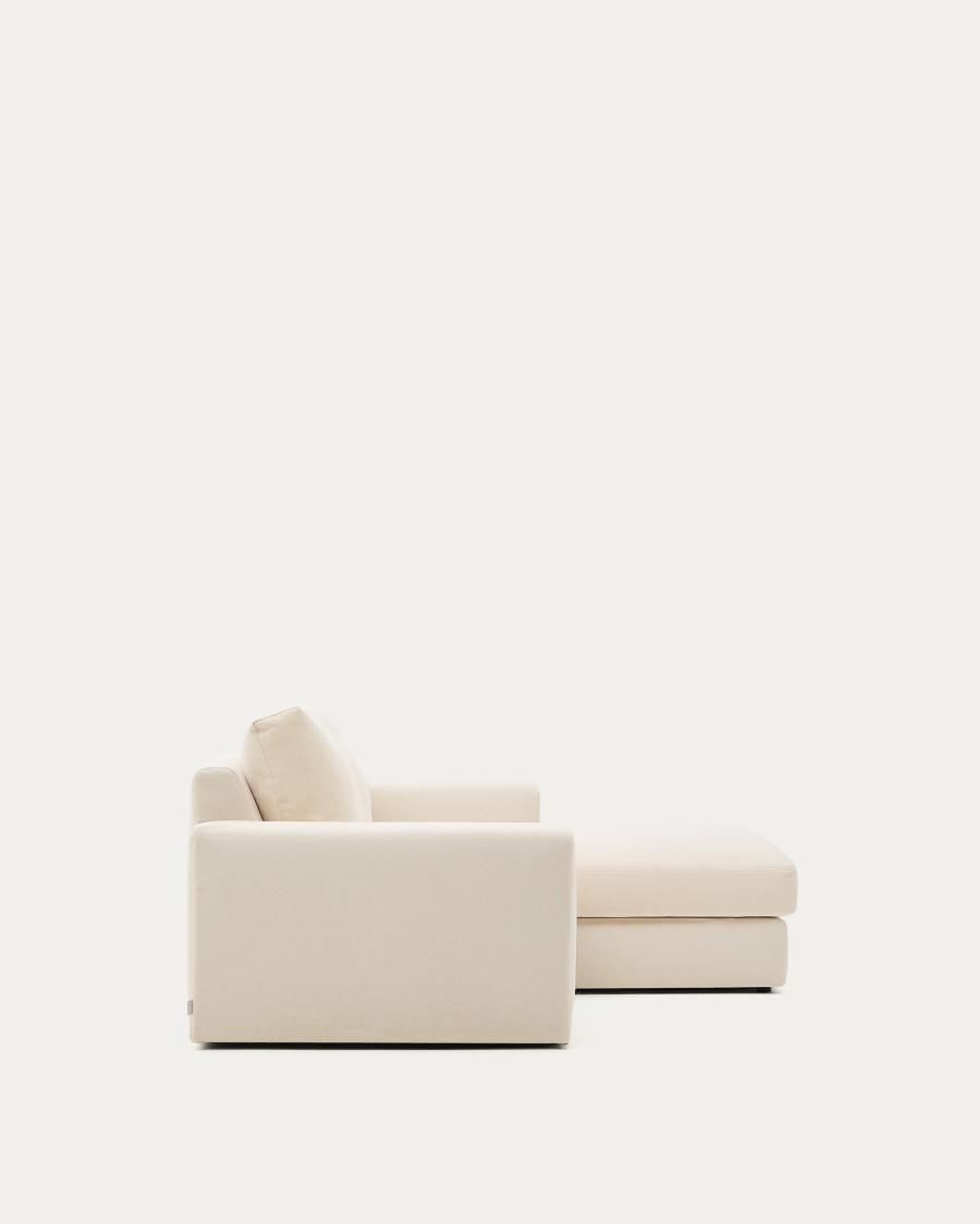 Alea removable cover modular sofa 3-seater in natural chenille right chaise longue 220 cm