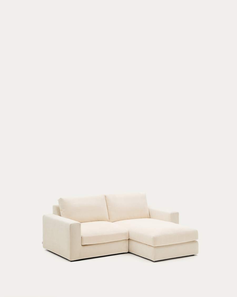 Alea removable cover modular sofa 3-seater in natural chenille right chaise longue 220 cm