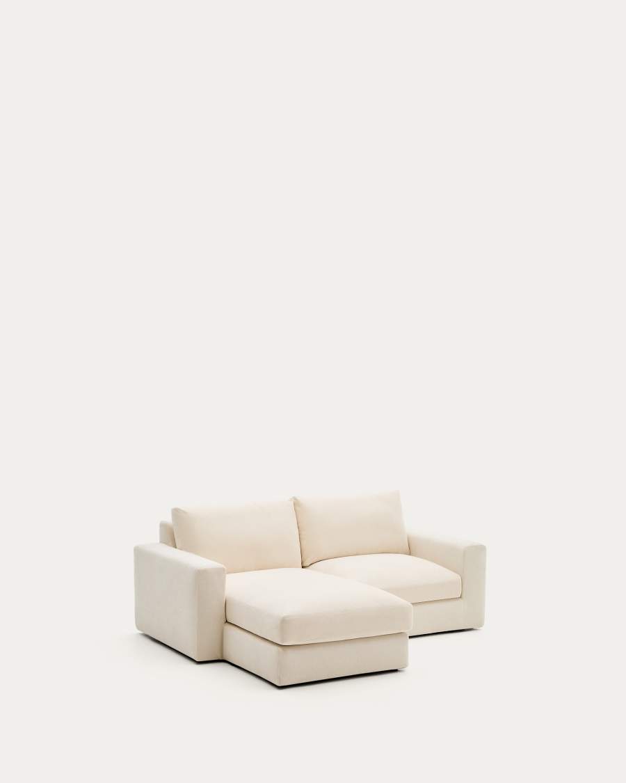 Alea removable cover modular sofa 3-seater in natural chenille left chaise longue 220 cm