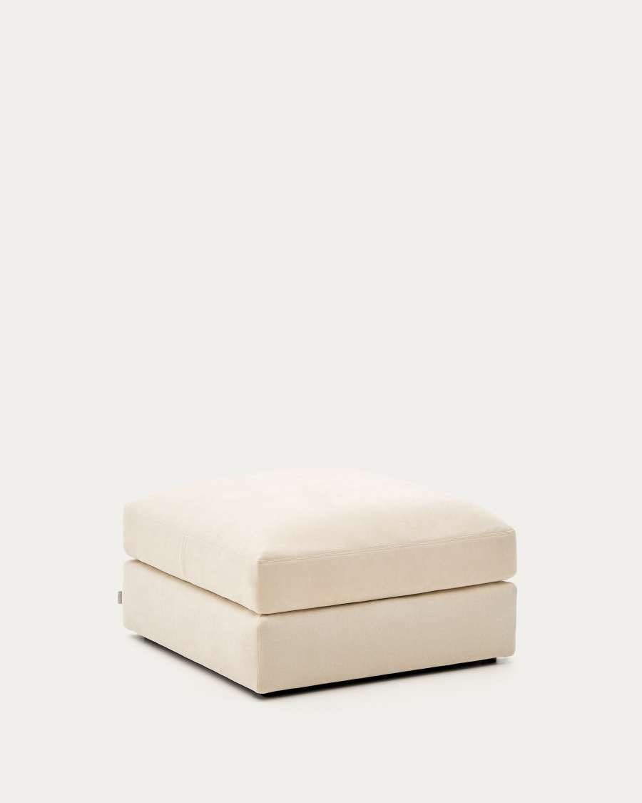 Alea removable cover footrest in natural chenille 90 x 90 cm
