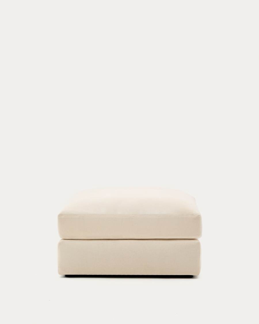 Alea removable cover footrest in natural chenille 90 x 90 cm