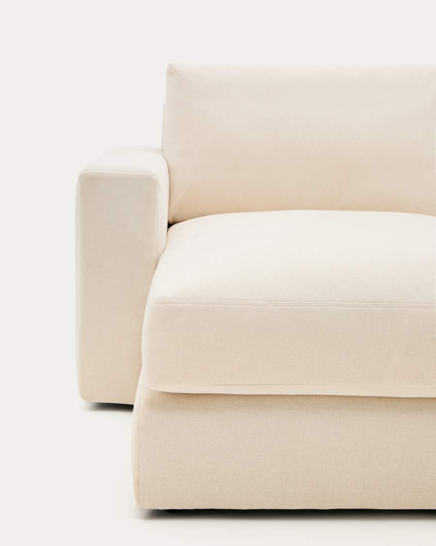 Alea removable cover modular sofa 3-seater in natural chenille left chaise longue 220 cm