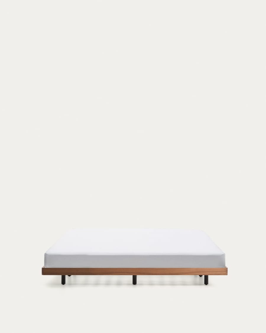 Base Norlen en placage de noyer avec finition foncée pour matelas de 160 x 200 cm FSC 100 %