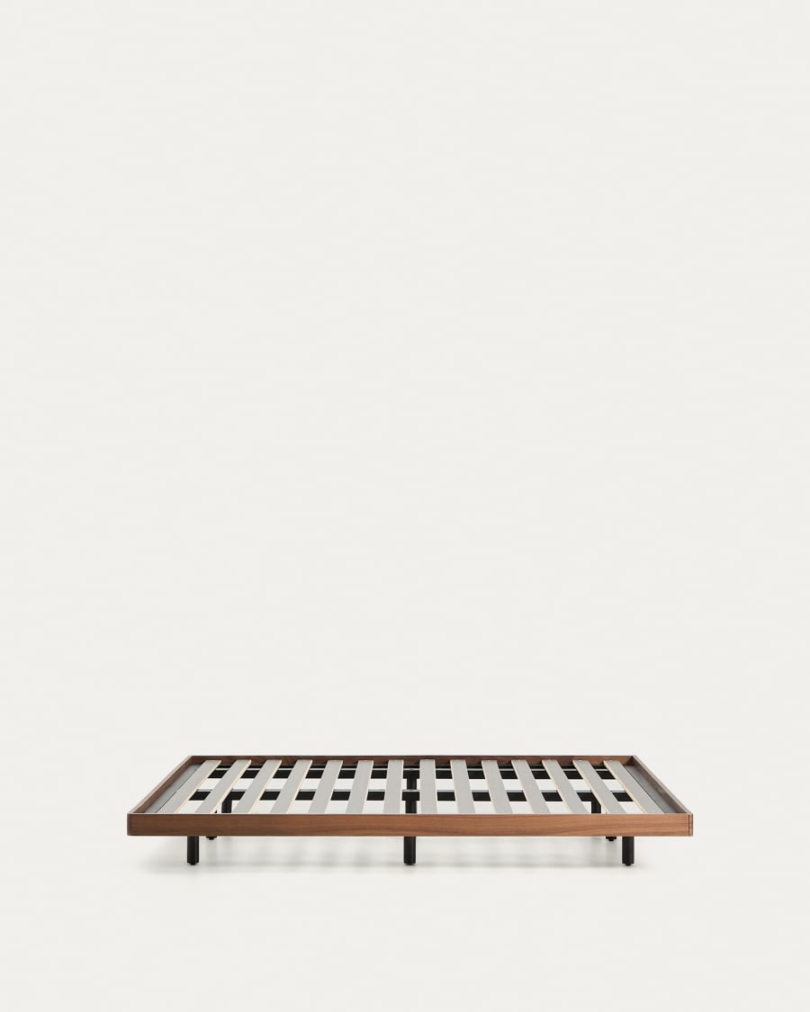 Base Norlen en placage de noyer avec finition foncée pour matelas de 160 x 200 cm FSC 100 %