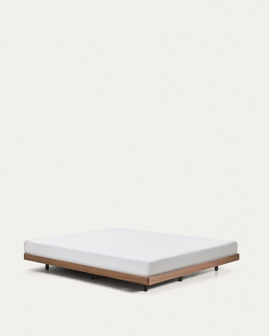 Base Norlen en placage de noyer avec finition foncée pour matelas de 160 x 200 cm FSC 100 %