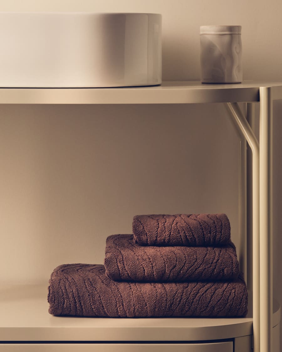 Dalira 100% cotton dark brown zebra jacquard face towel 30 x 50cm