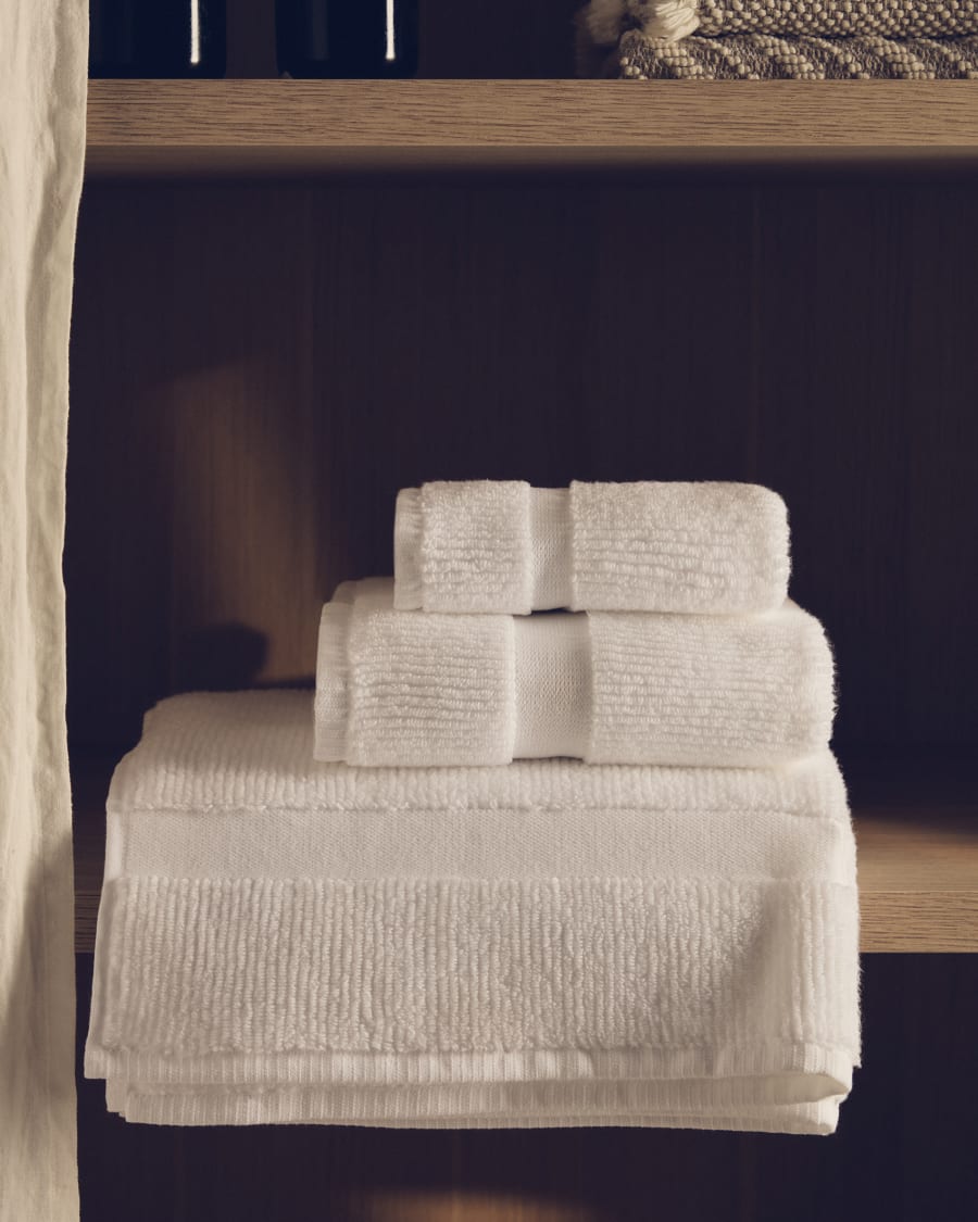 Olvira 100% cotton white jacquard hand towel 30 x 50cm