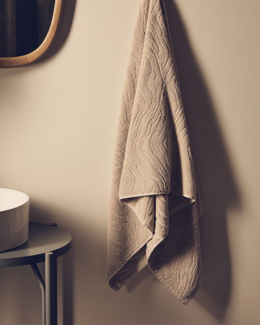 Dalira 100% cotton beige zebra jacquard bath towel 70 x 140cm