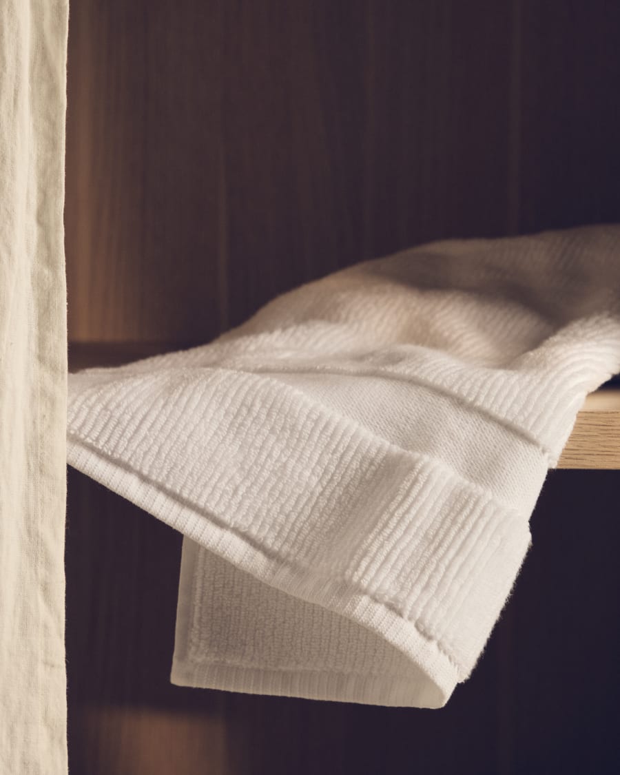 Olvira 100% cotton white jacquard hand towel 30 x 50cm