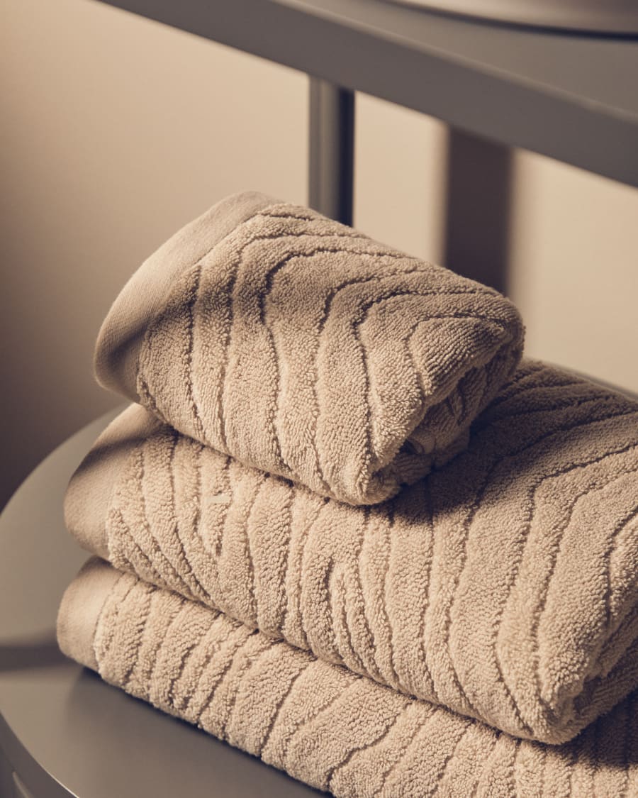 Dalira 100% cotton beige zebra jacquard bath towel 70 x 140cm