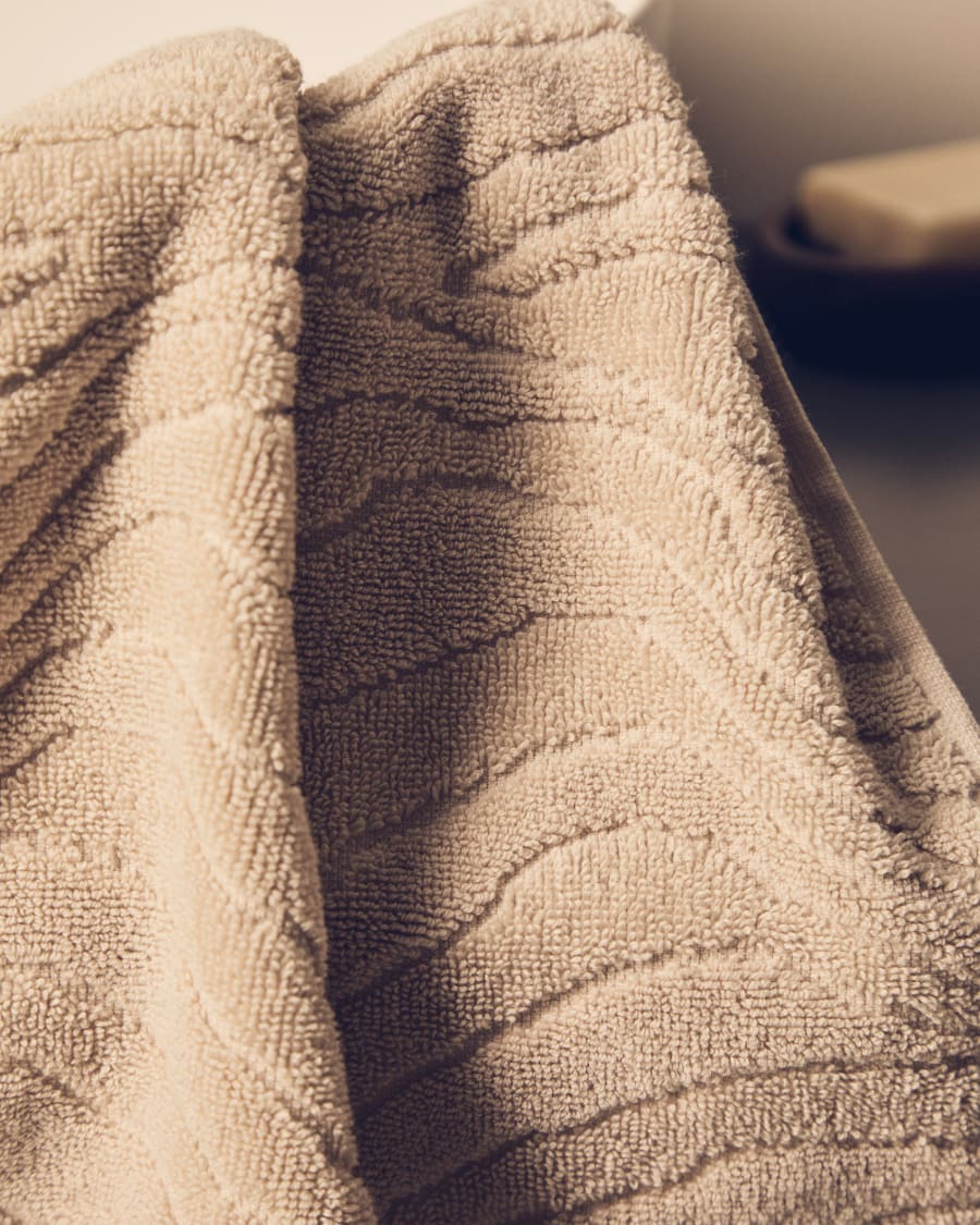 Dalira 100% cotton beige zebra jacquard face towel 30 x 50cm