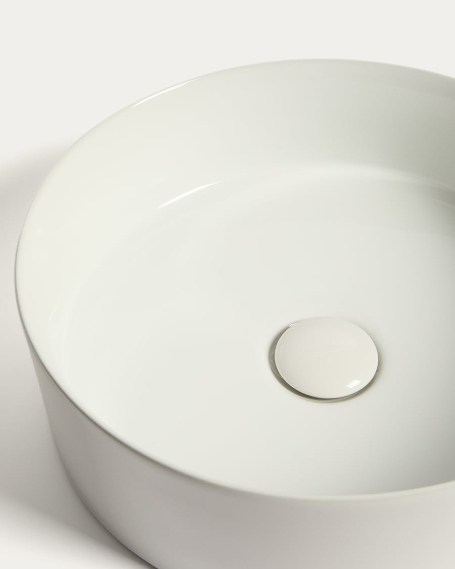 Ovara countertop basin in white glazed ceramic Ø 36 cm