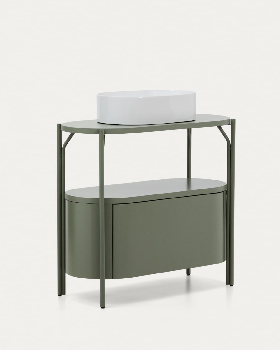 Badezimmermöbel Arely mit Stahlgestell und grün lackiertem MDF, 90 x 40 cm