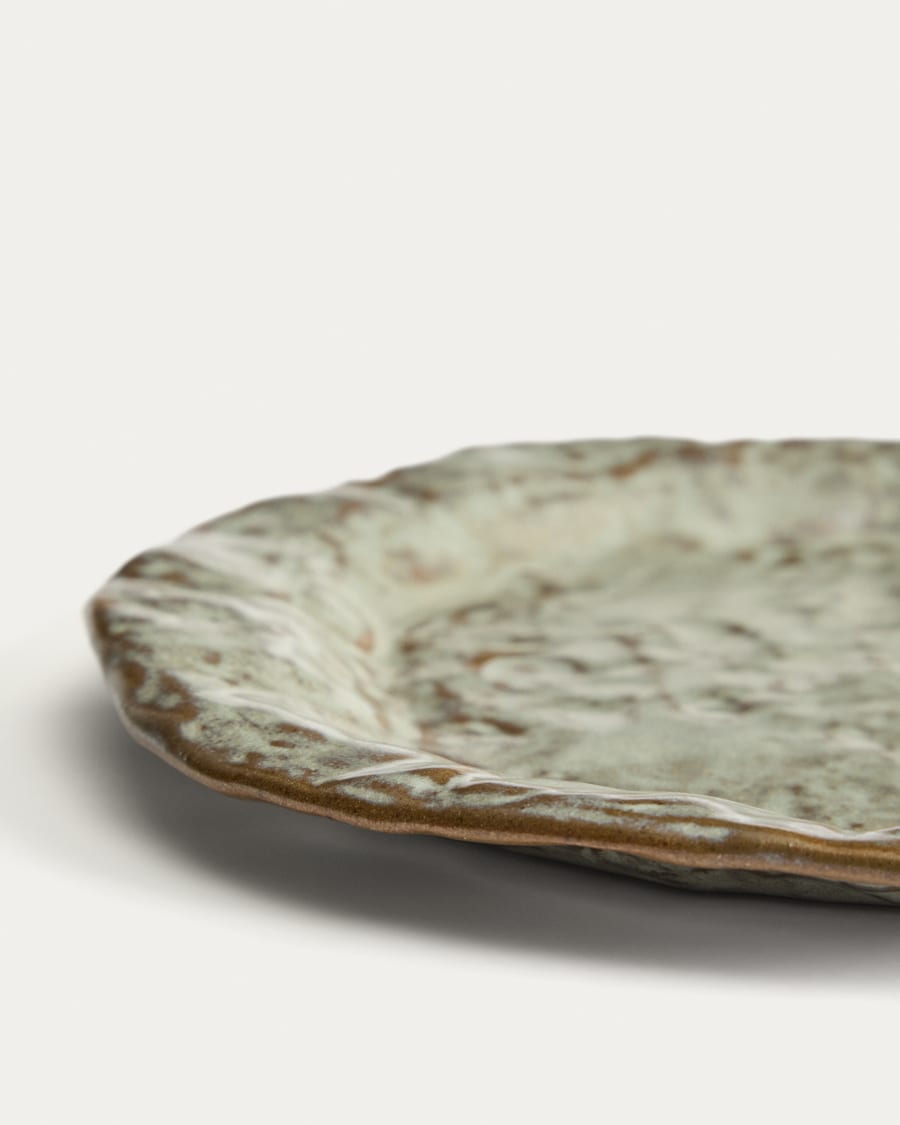 Alenia green ceramic dessert plate