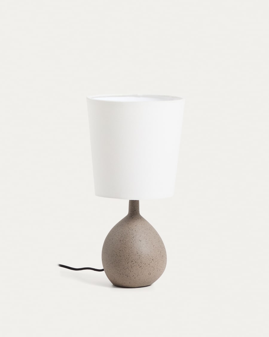Grande lampe de table Viona avec effet pierre texturée et abat-jour en coton
