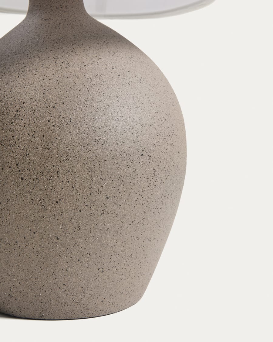 Grande lampe de table Viona avec effet pierre texturée et abat-jour en coton
