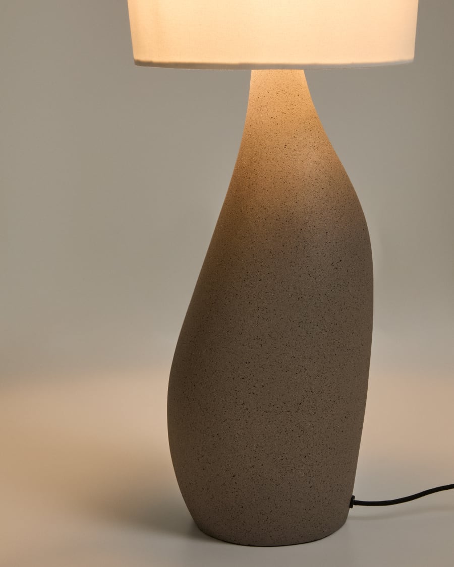 Viona large table lamp with textured stone effect and cotton lampshade