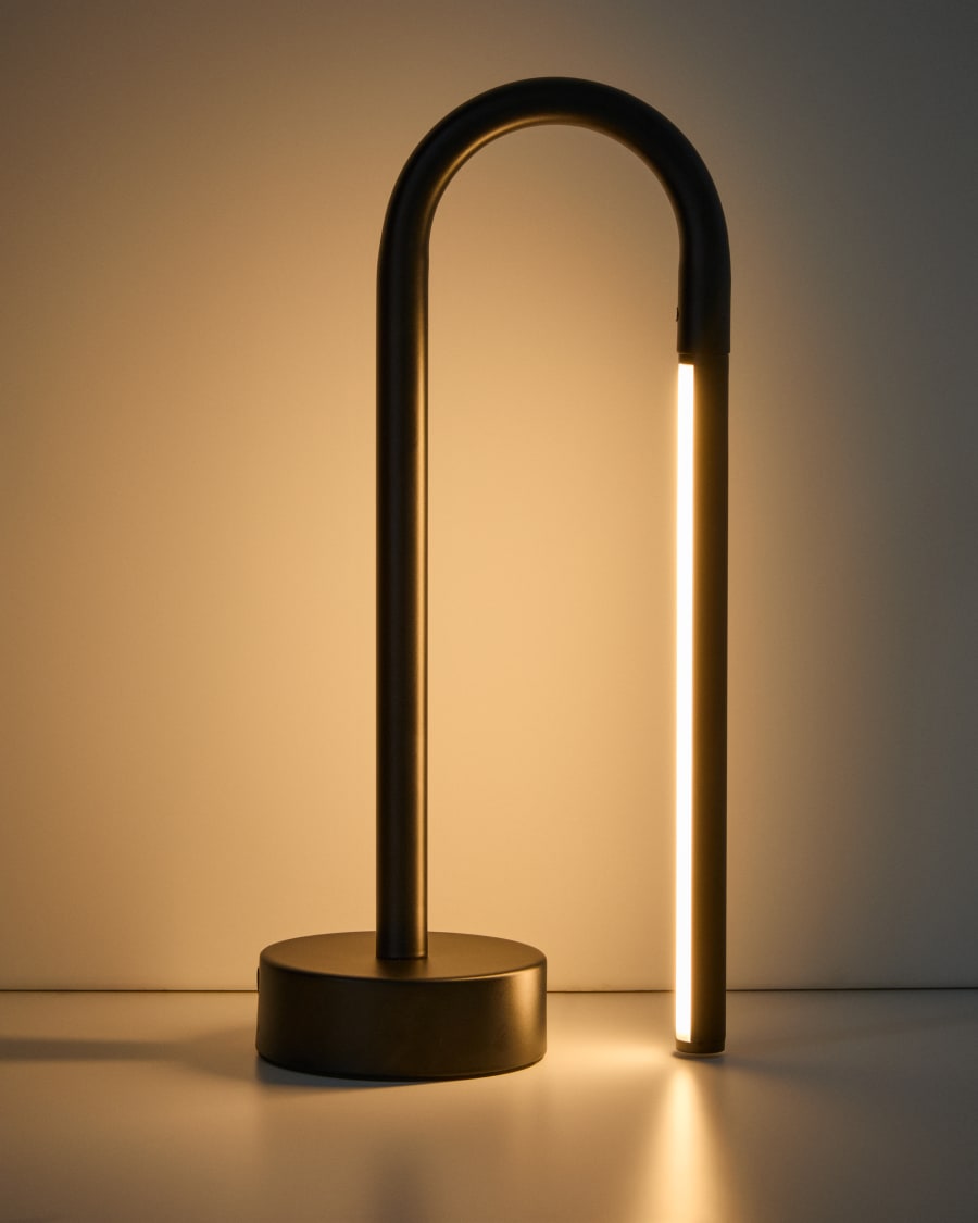 Lampe de table portable Bow en aluminium noir