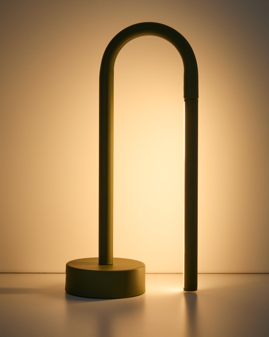 Lampe de table portable Bow en aluminium vert