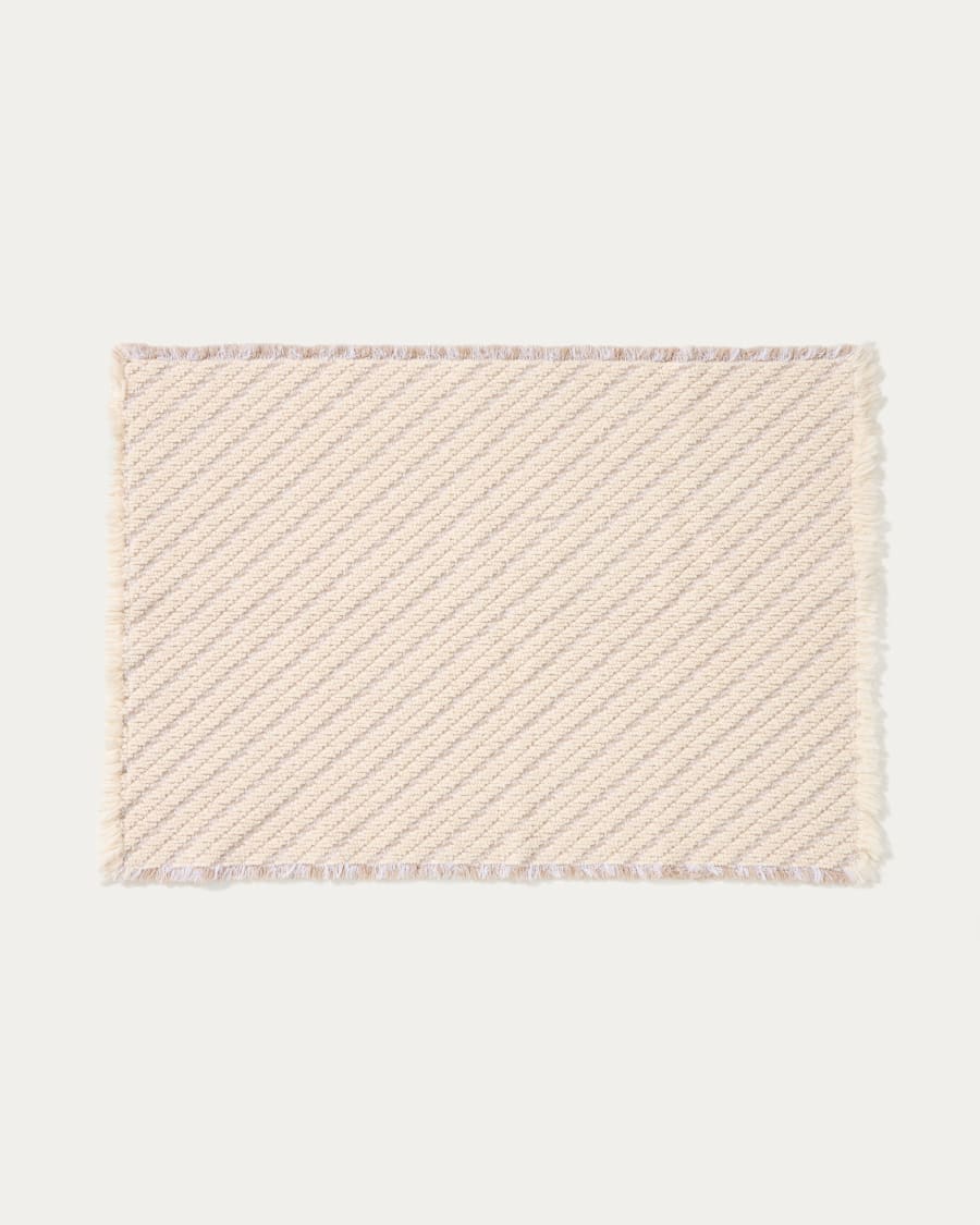 Tapis de bain Janu 100 % coton structure diagonale écrue 50 x 70 cm
