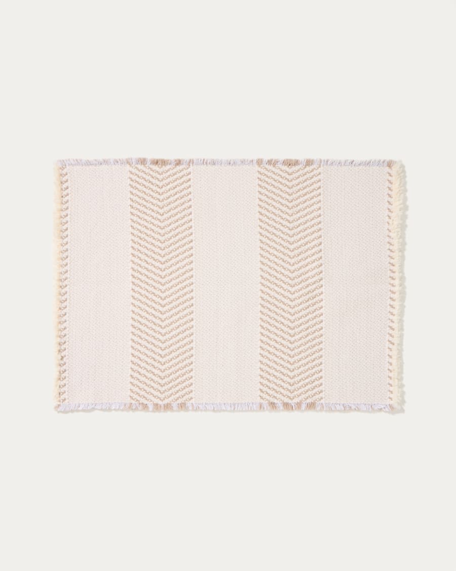 Tapis de bain Bina 100 % coton structure jacquard écrue 50 x 70 cm