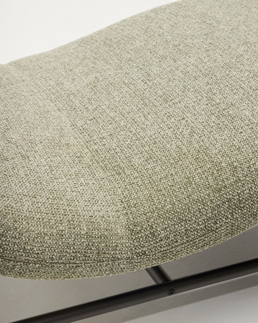 Osla divan in green chenille with brushed stainless steel legs 175 cm