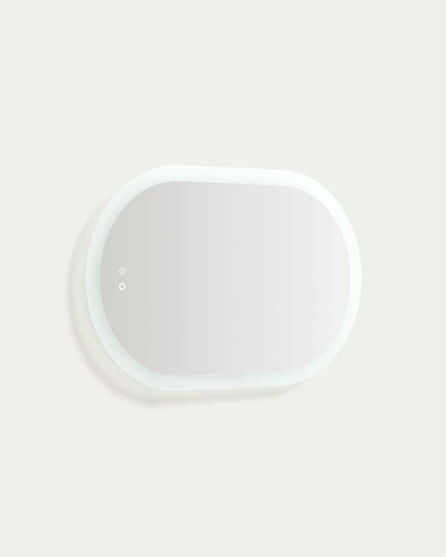 Mervi oval bathroom mirror with LED light and anti-fog 80 x 50cm