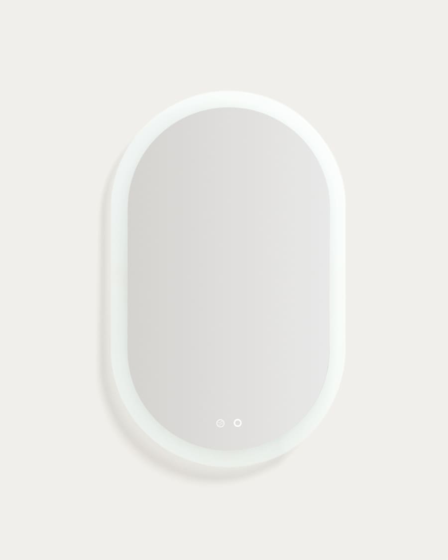 Mervi oval bathroom mirror with LED light and anti-fog 80 x 50cm