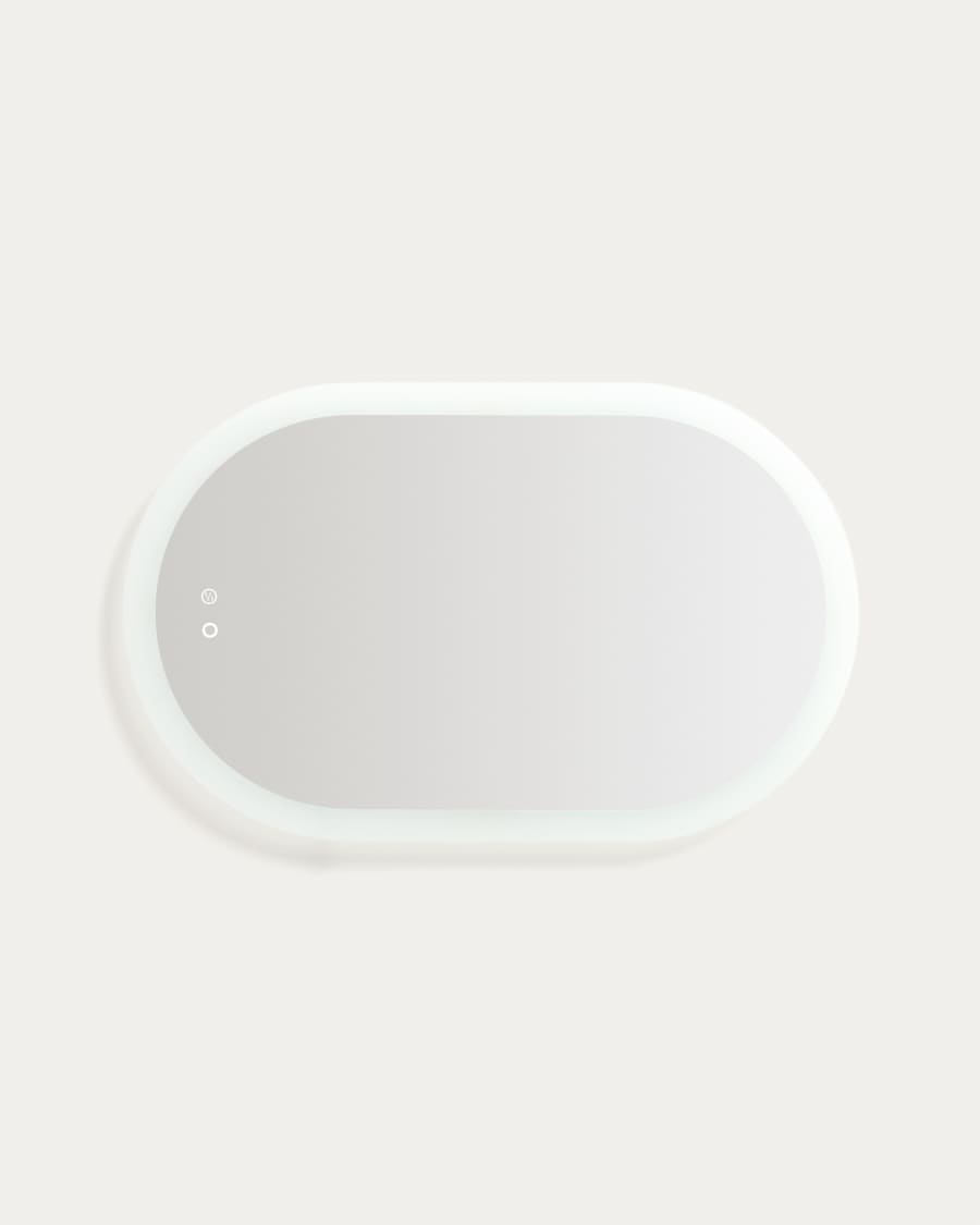 Mervi oval bathroom mirror with LED light and anti-fog 80 x 50cm