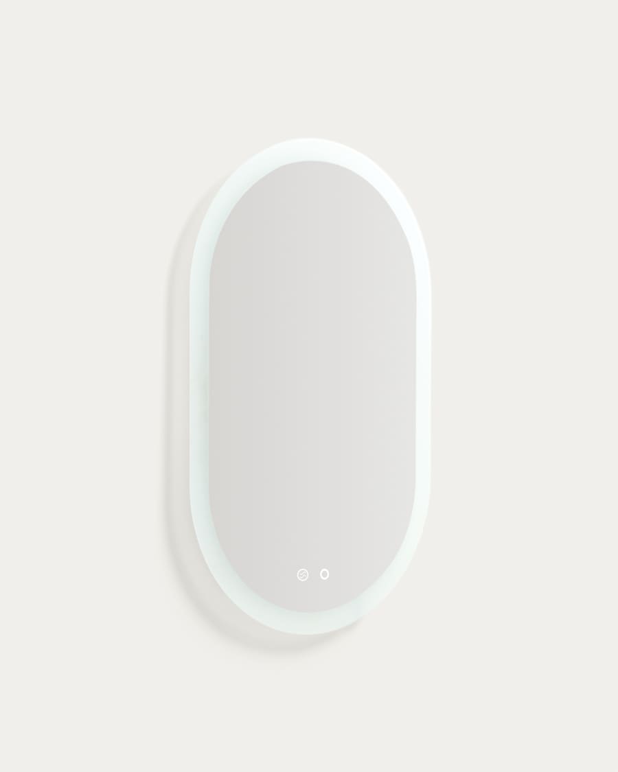 Mervi oval bathroom mirror with LED light and anti-fog 80 x 50cm