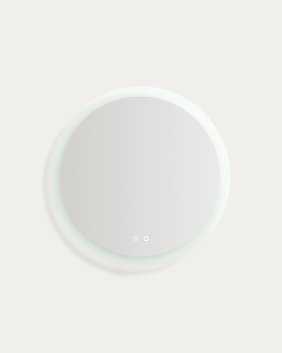 Mervi round bathroom mirror with LED light and anti-fog Ø 60cm