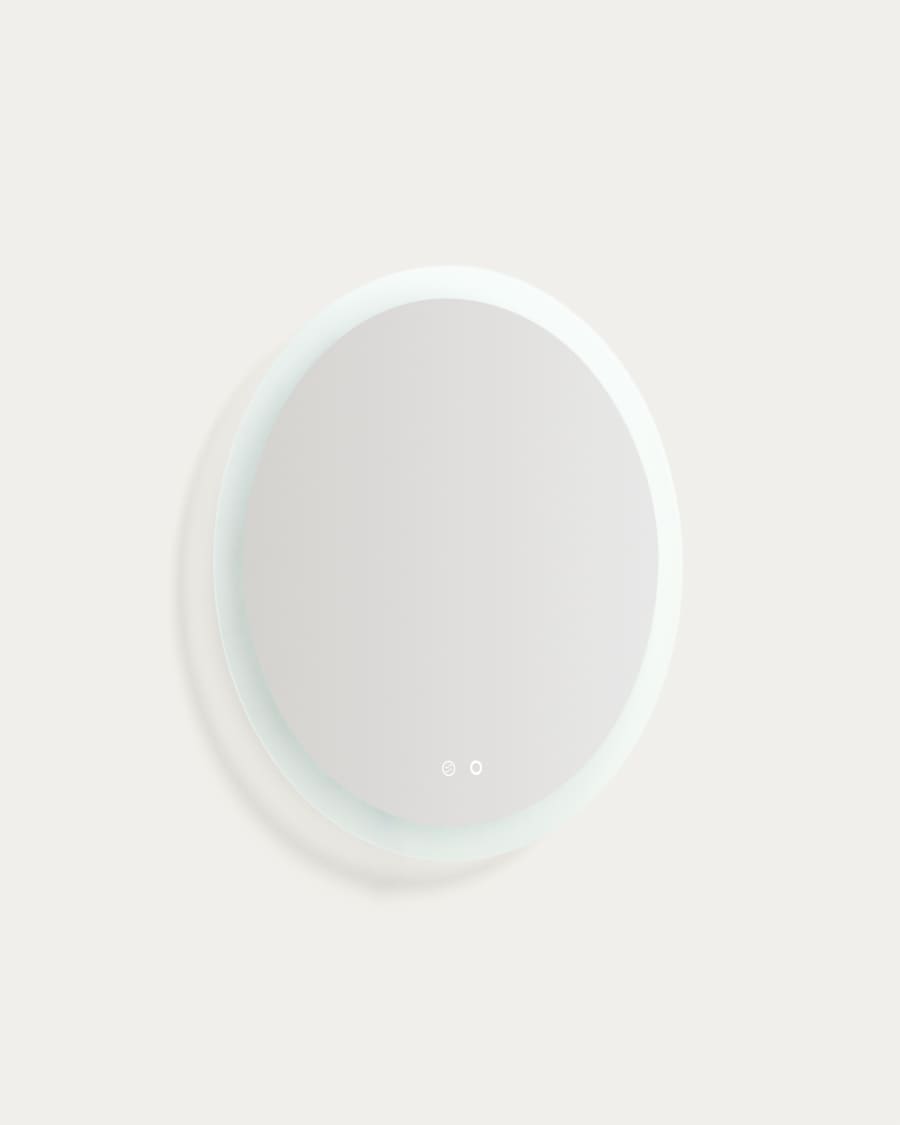 Mervi round bathroom mirror with LED light and anti-fog Ø 60cm