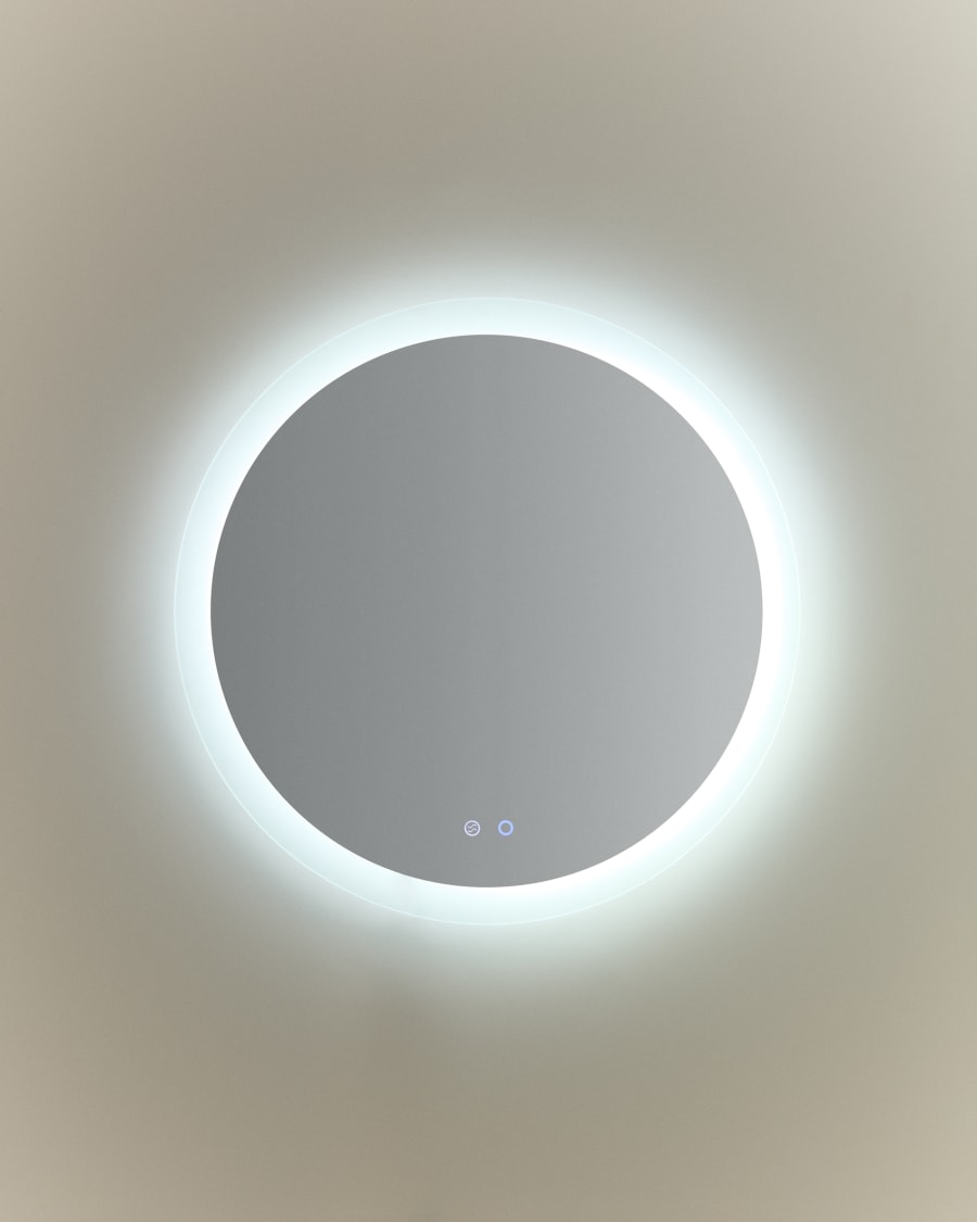 Mervi round bathroom mirror with LED light and anti-fog Ø 60cm
