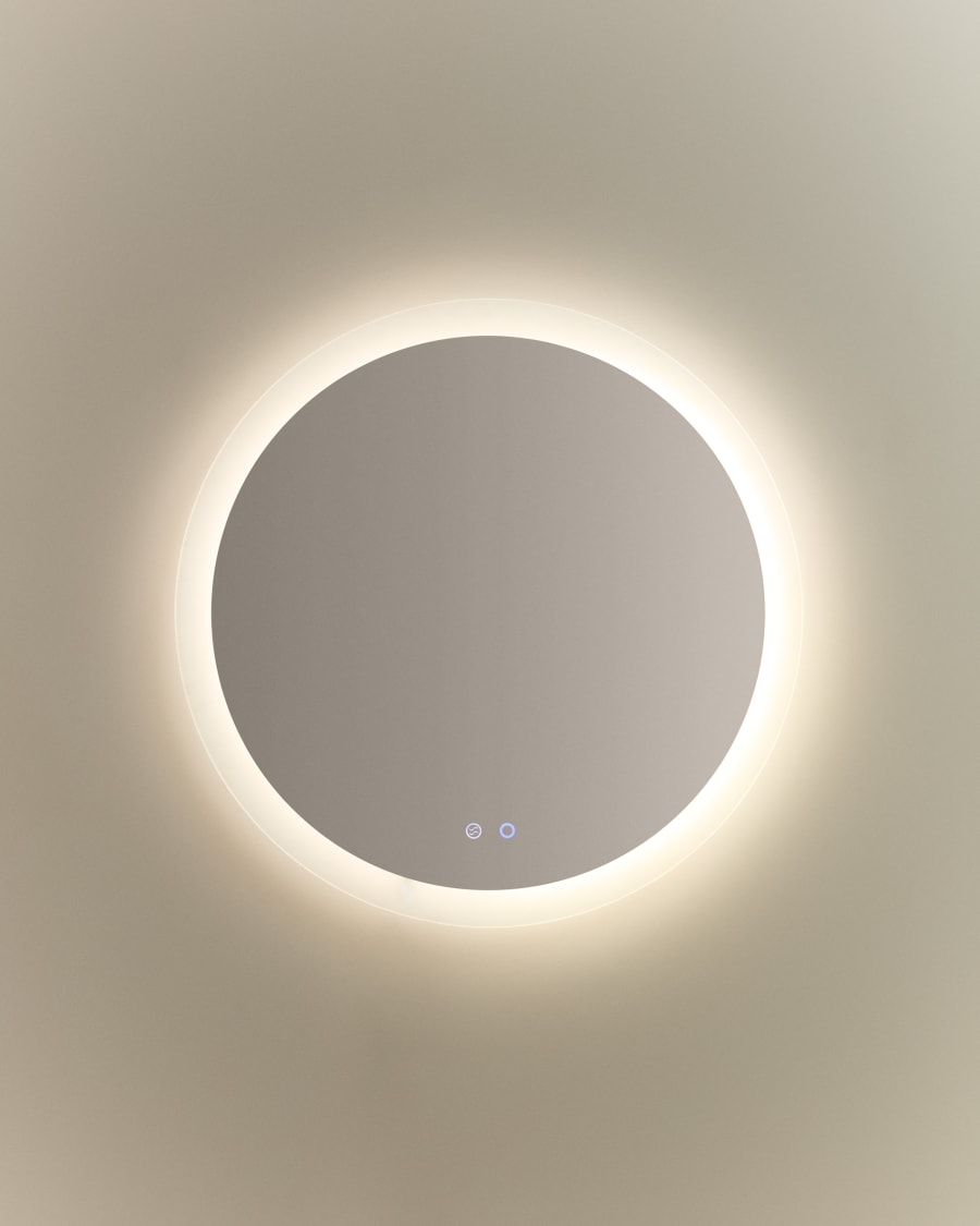 Mervi round bathroom mirror with LED light and anti-fog Ø 60cm