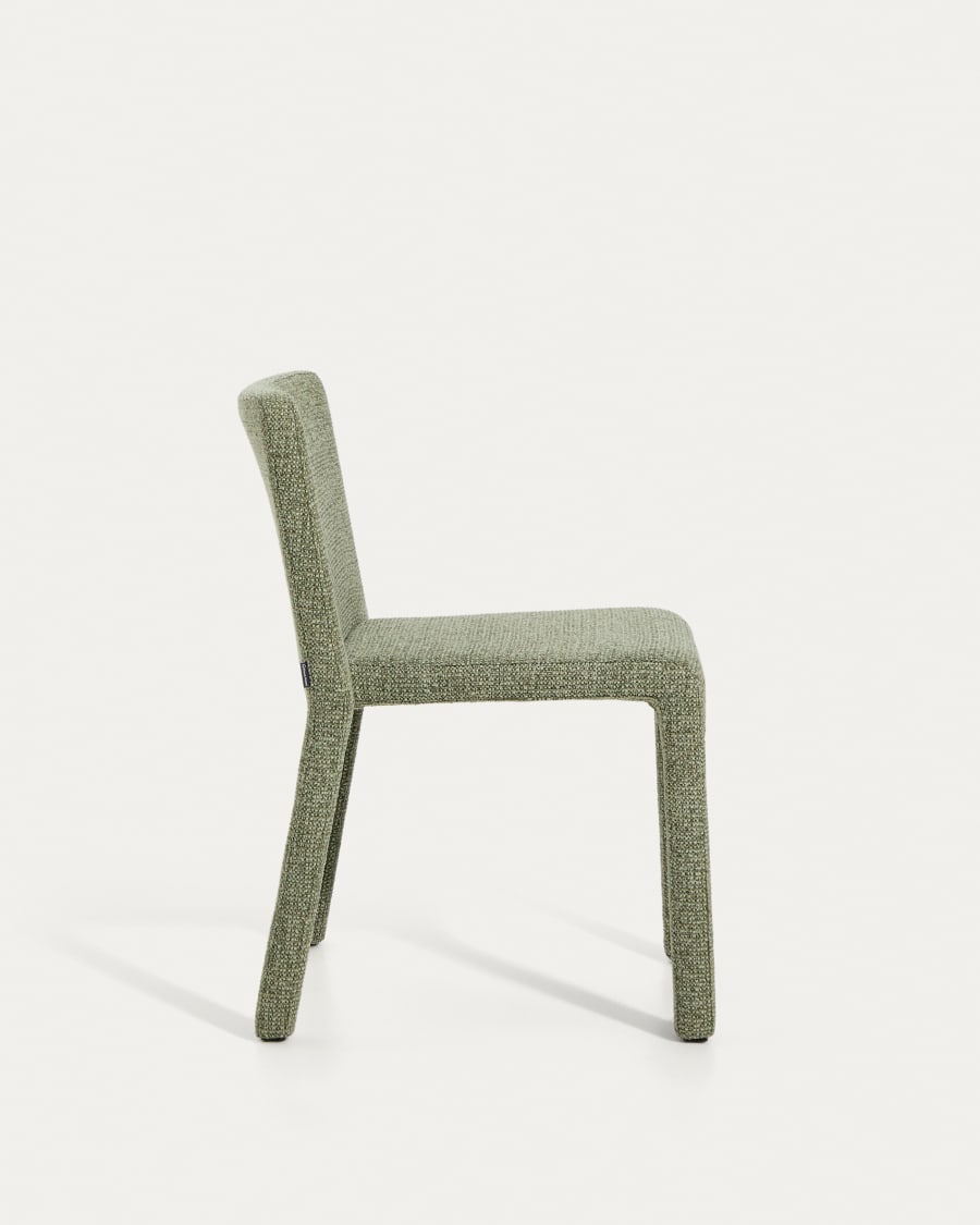 Loria green chenille stackable chair