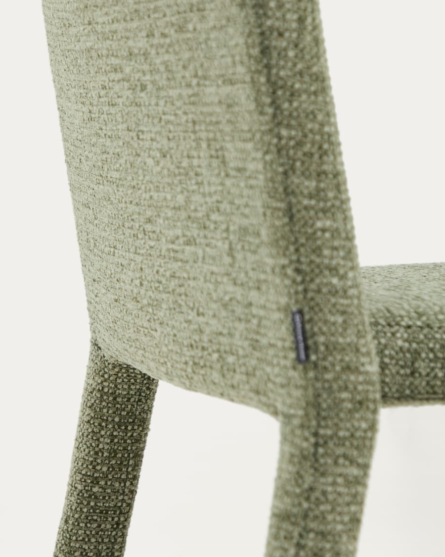 Loria green chenille stackable chair