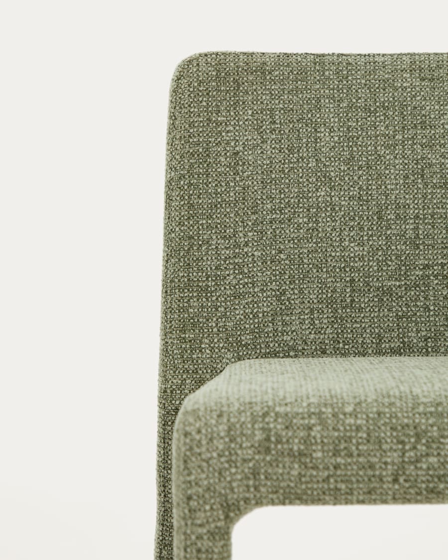 Loria green chenille stackable chair