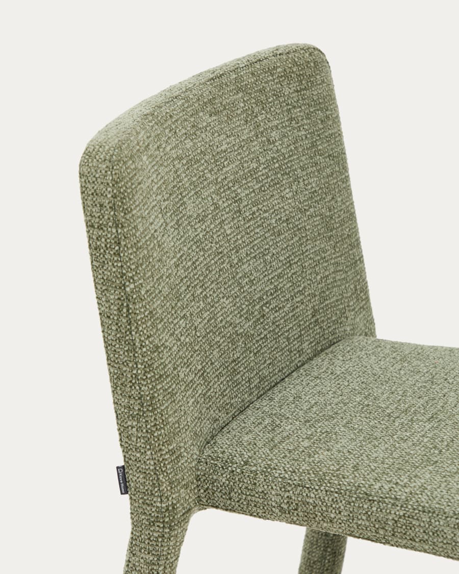 Loria green chenille stackable chair