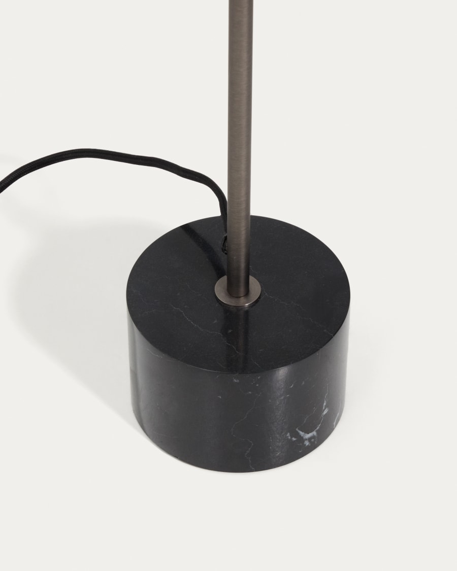 Stehlampe Lynor aus gebürstetem Metall mit weißem Marmorsockel