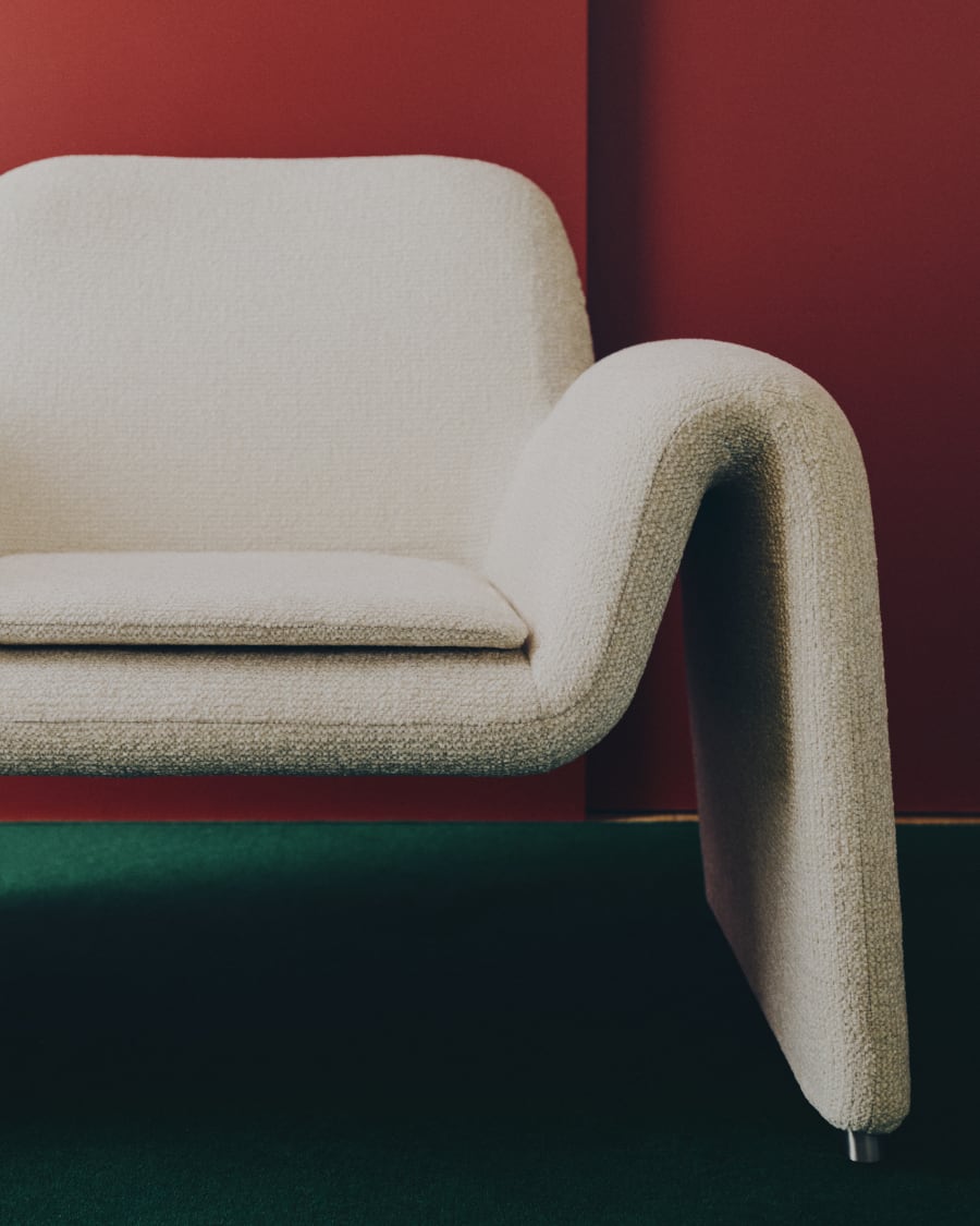 Melvia beige chenille armchair