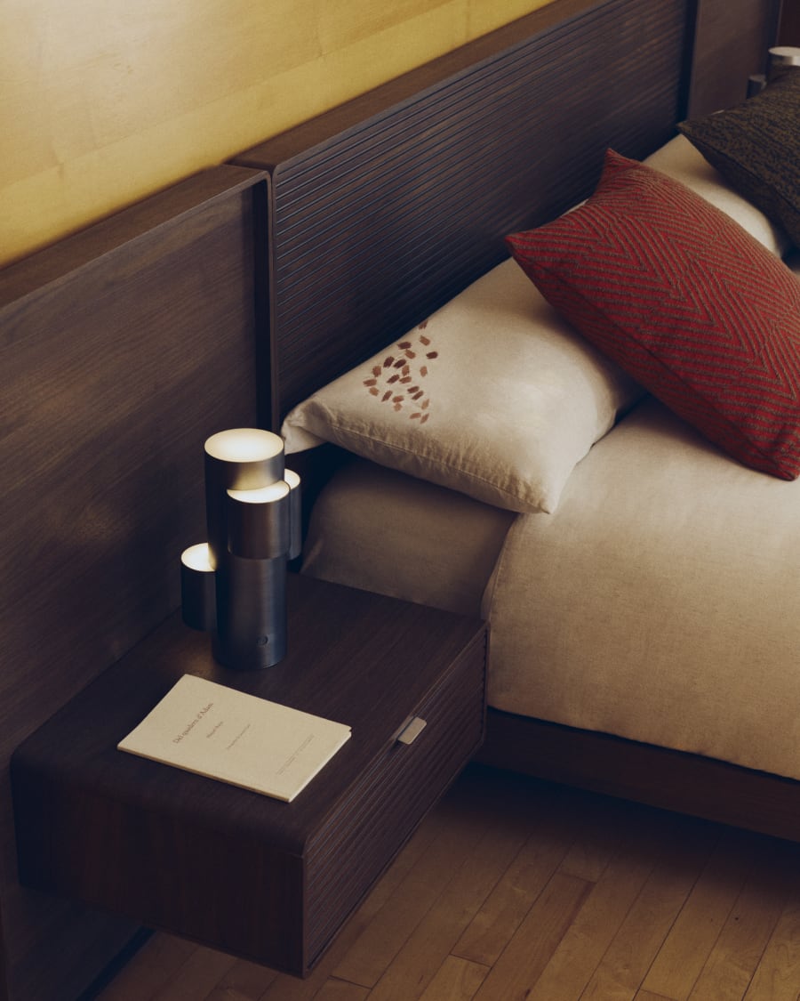 Set Virelda con copripiumino e federa in cotone e lino beige con ricamo per letto da 150 cm