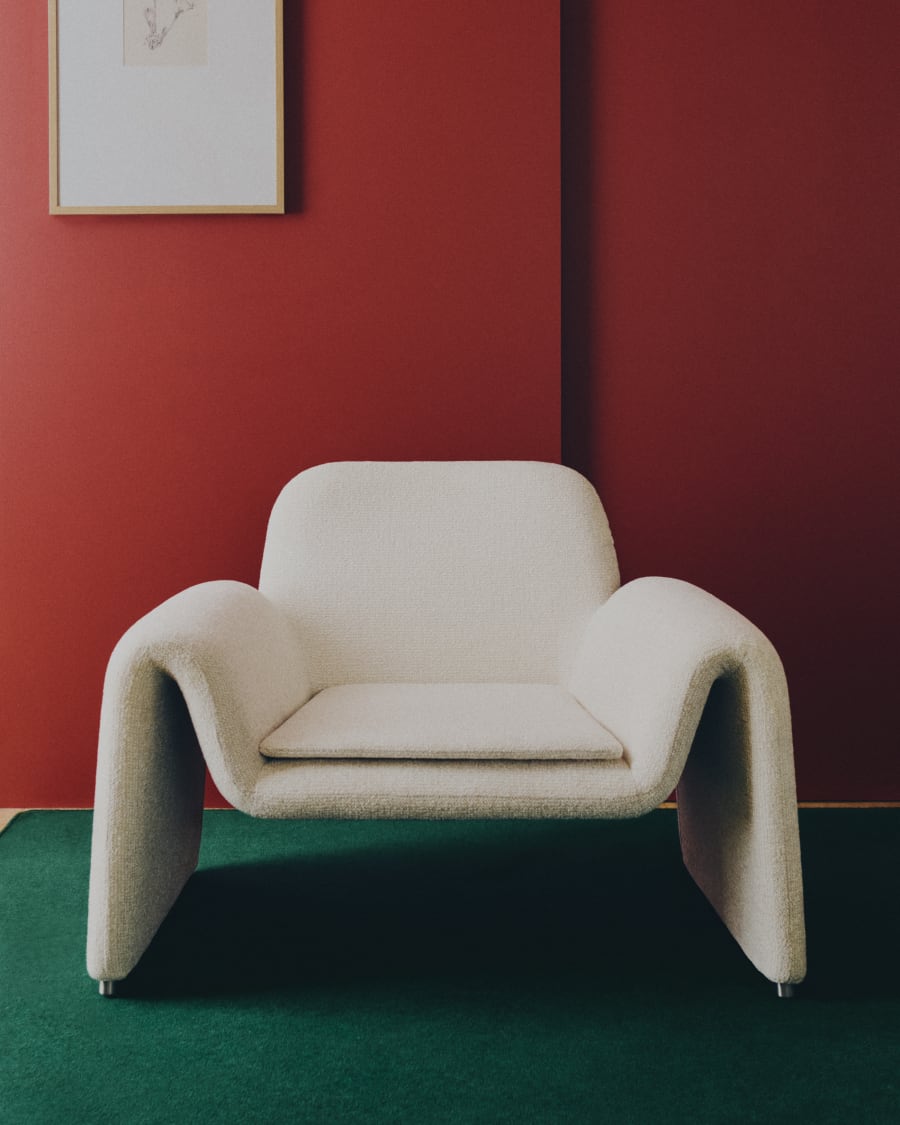 Melvia beige chenille armchair