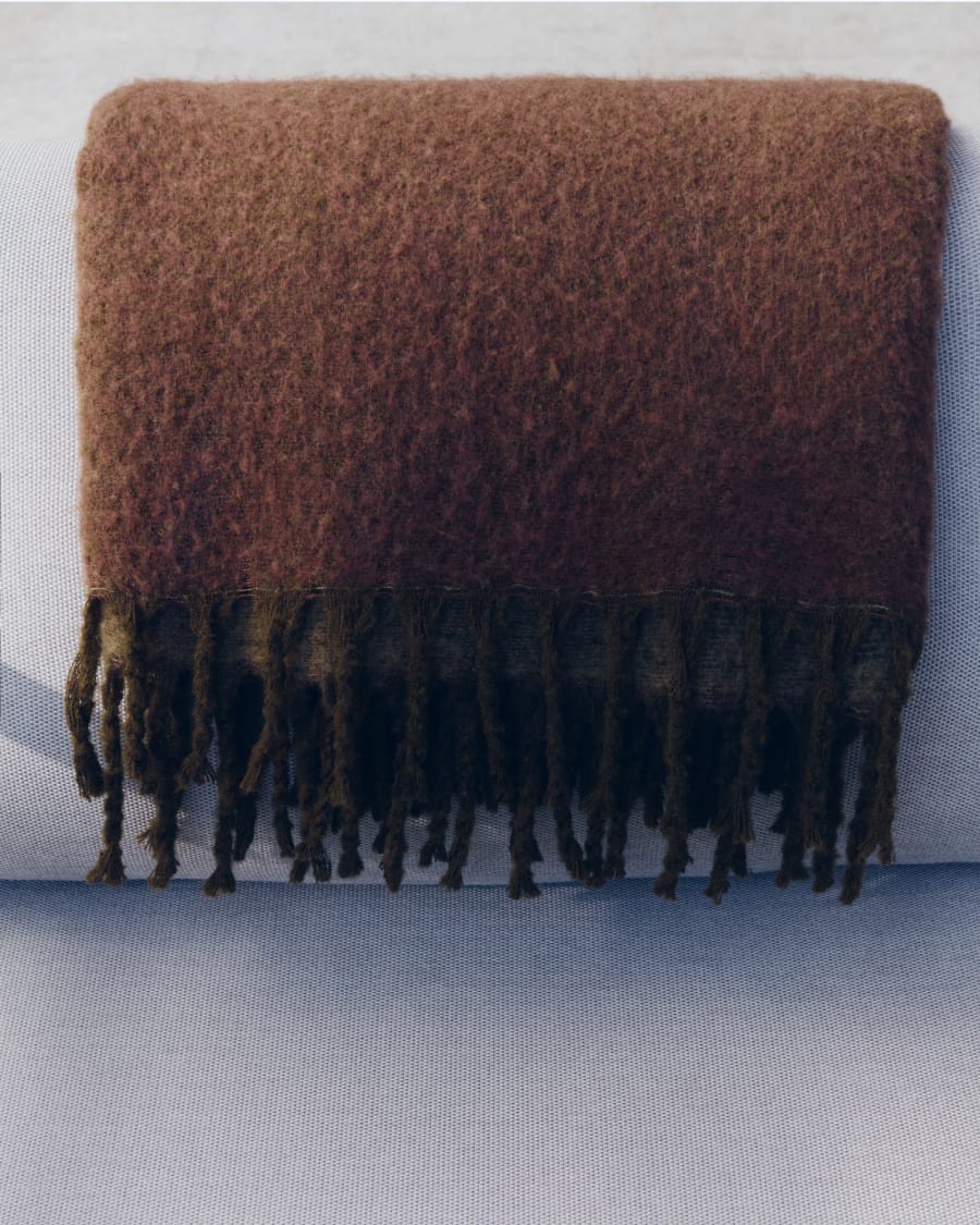 Coperta Elvori verde con frange 170 x 130 cm