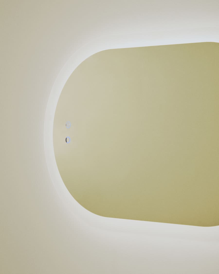 Mervi oval bathroom mirror with LED light and anti-fog 80 x 50cm