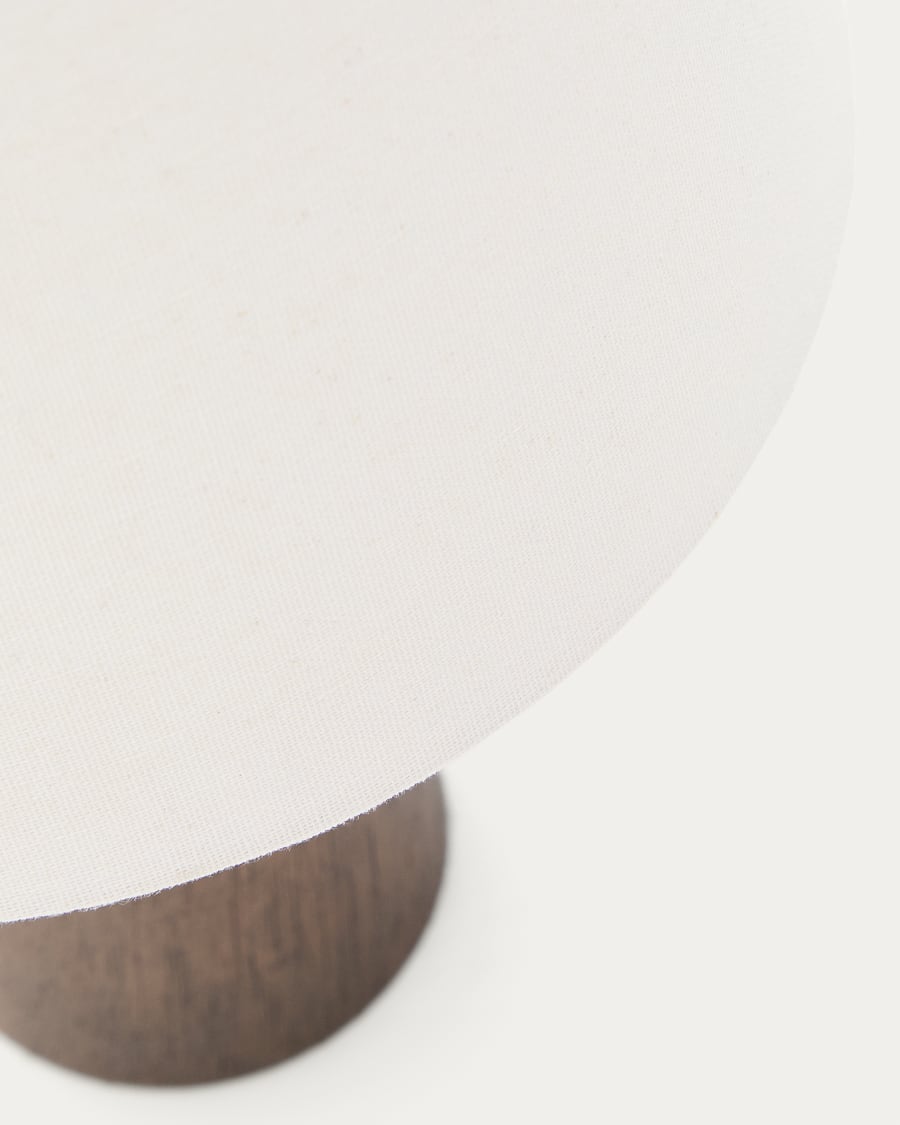 Marga table lamp made from solid rubber wood with dark finish UK adapter